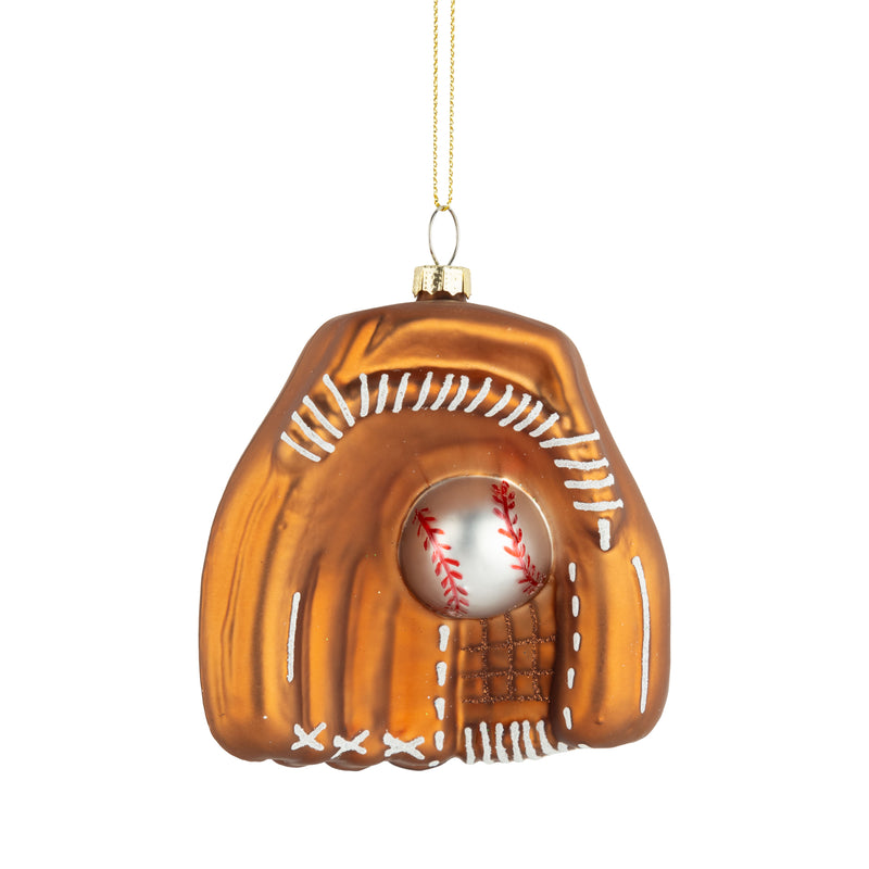 Baseball Glove Glass Ornament