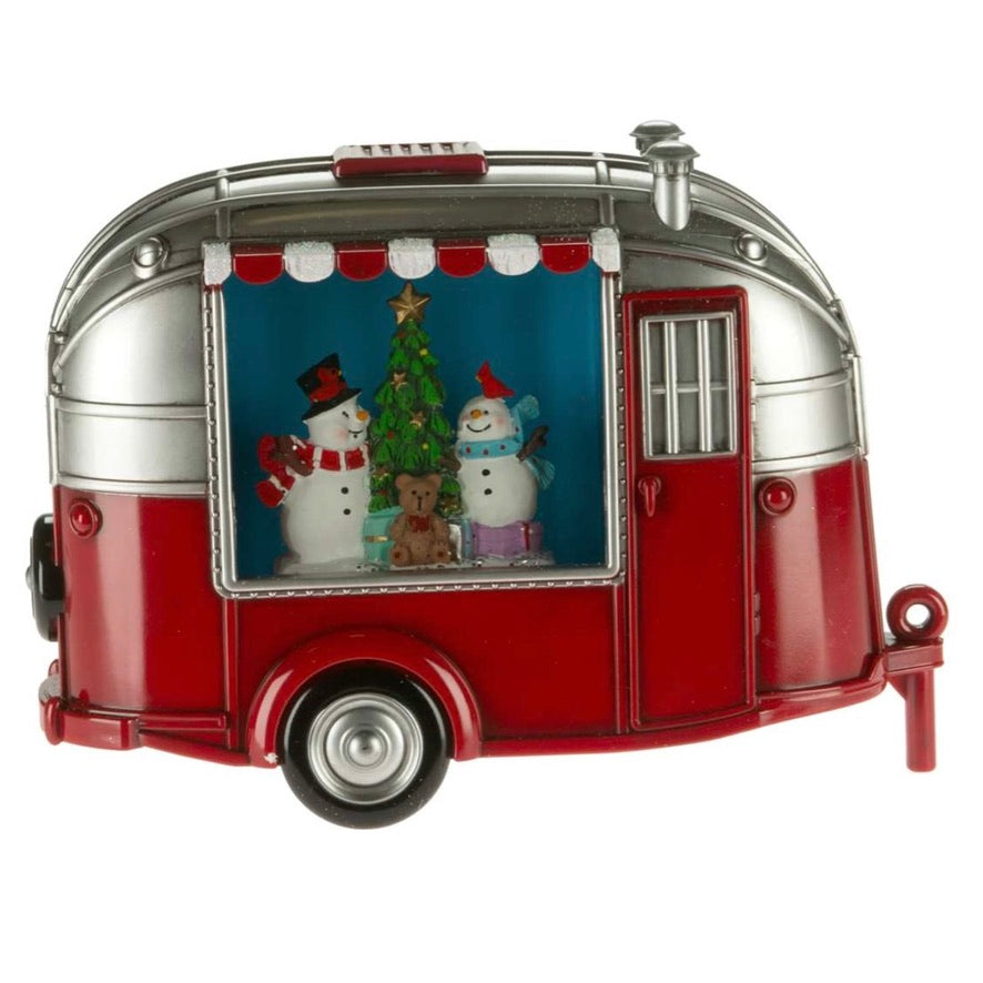 Snowman Camper Snow Globe with LED and Perpetual Snow | Putti Christmas 
