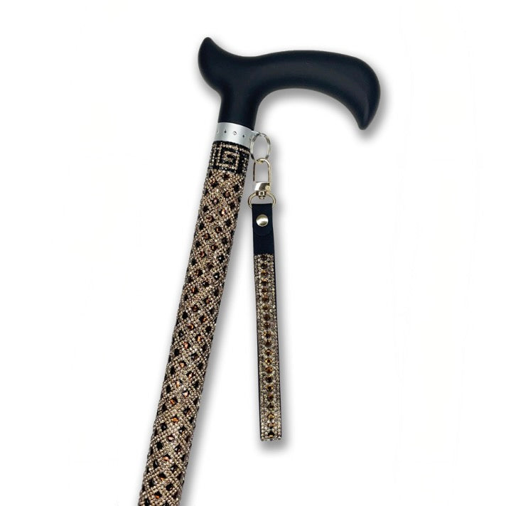 Jacqueline Kent "Sugar Cane" Gold and Black Key Adjustable Medical Cane | Putti 