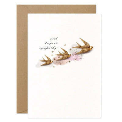 Three Gold Birds Sympathy Greeting Card