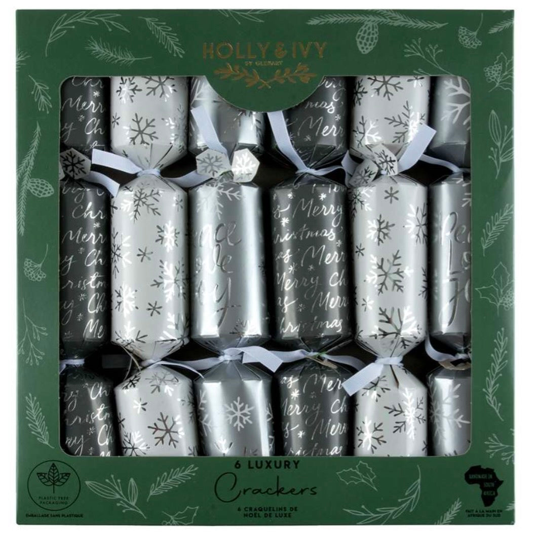 Holly & Ivy Silver Peace Luxury Christmas Crackers