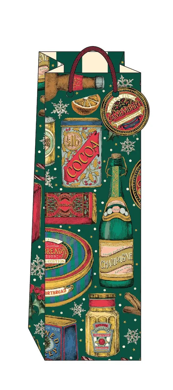 Vintage Food Christmas Bottle Gift Bag