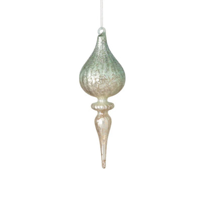 Aqua Mercury Glass Finial Ornament  | Putti Christmas Decorations