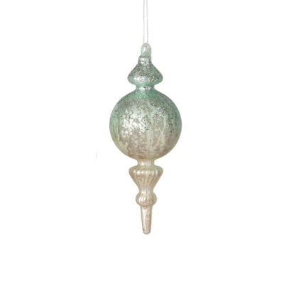 Aqua Mercury Glass Finial Ornament  | Putti Christmas Decorations