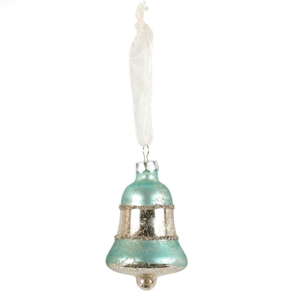 Aqua Vintage Style Glass Bell Christmas Ornament | Putti Christmas Decorations