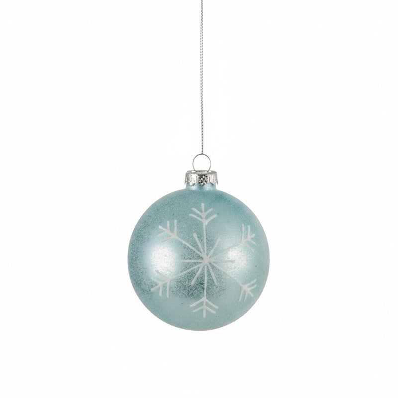 Aqua with Snowflake Glass Ornament  | Putti Christmas Canada