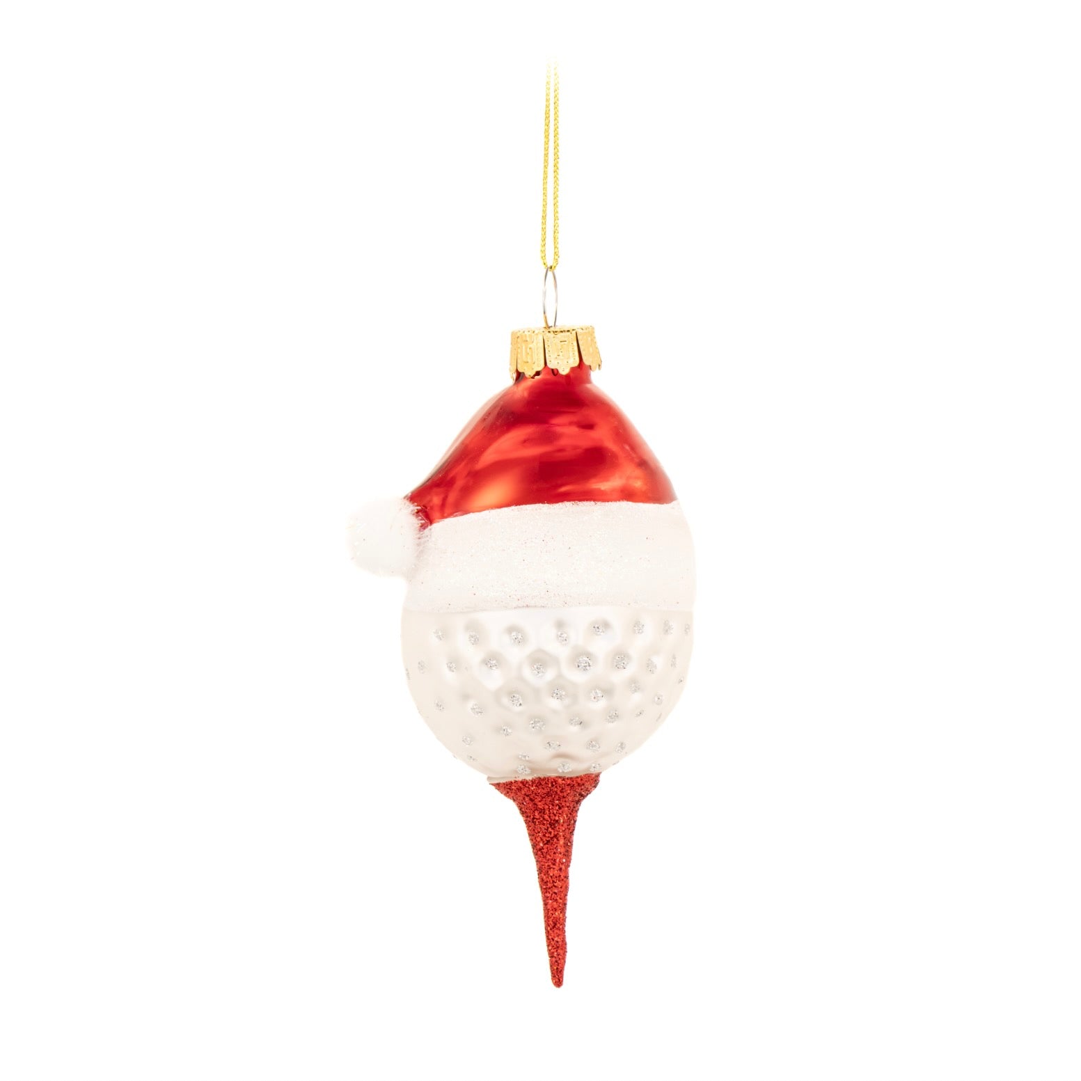 Festive Golf Ball Glass Ornament