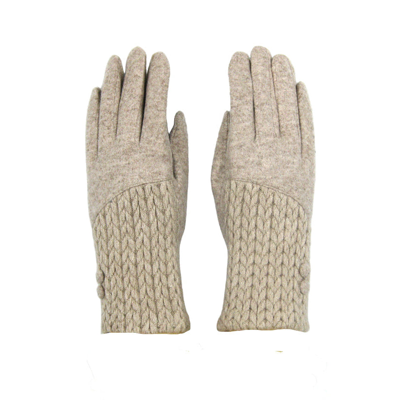 Cashmere Blend Buttoned Gloves - Taupe