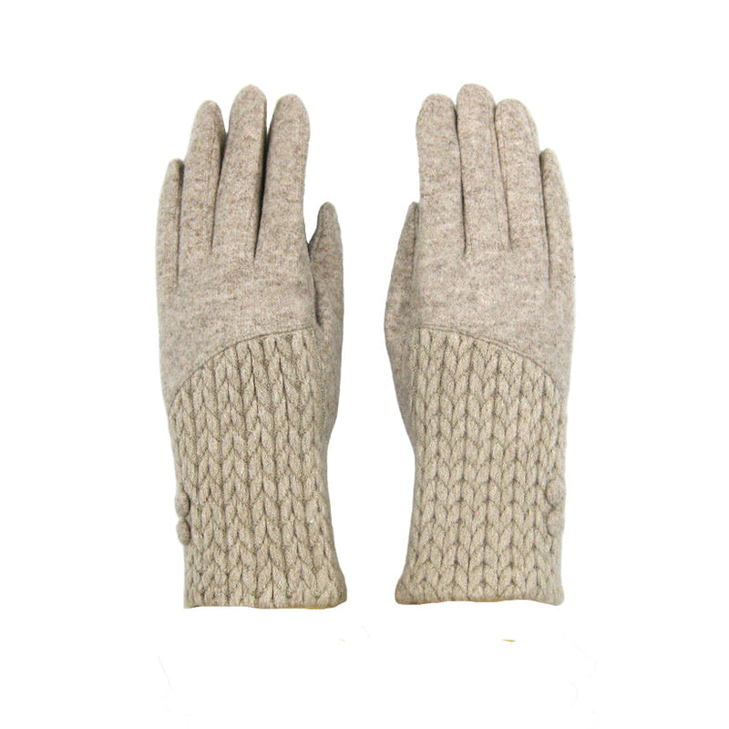Cashmere Blend Buttoned Gloves - Taupe