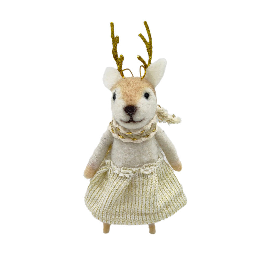 "Reindeer Rachel" Felt Mouse Ornament