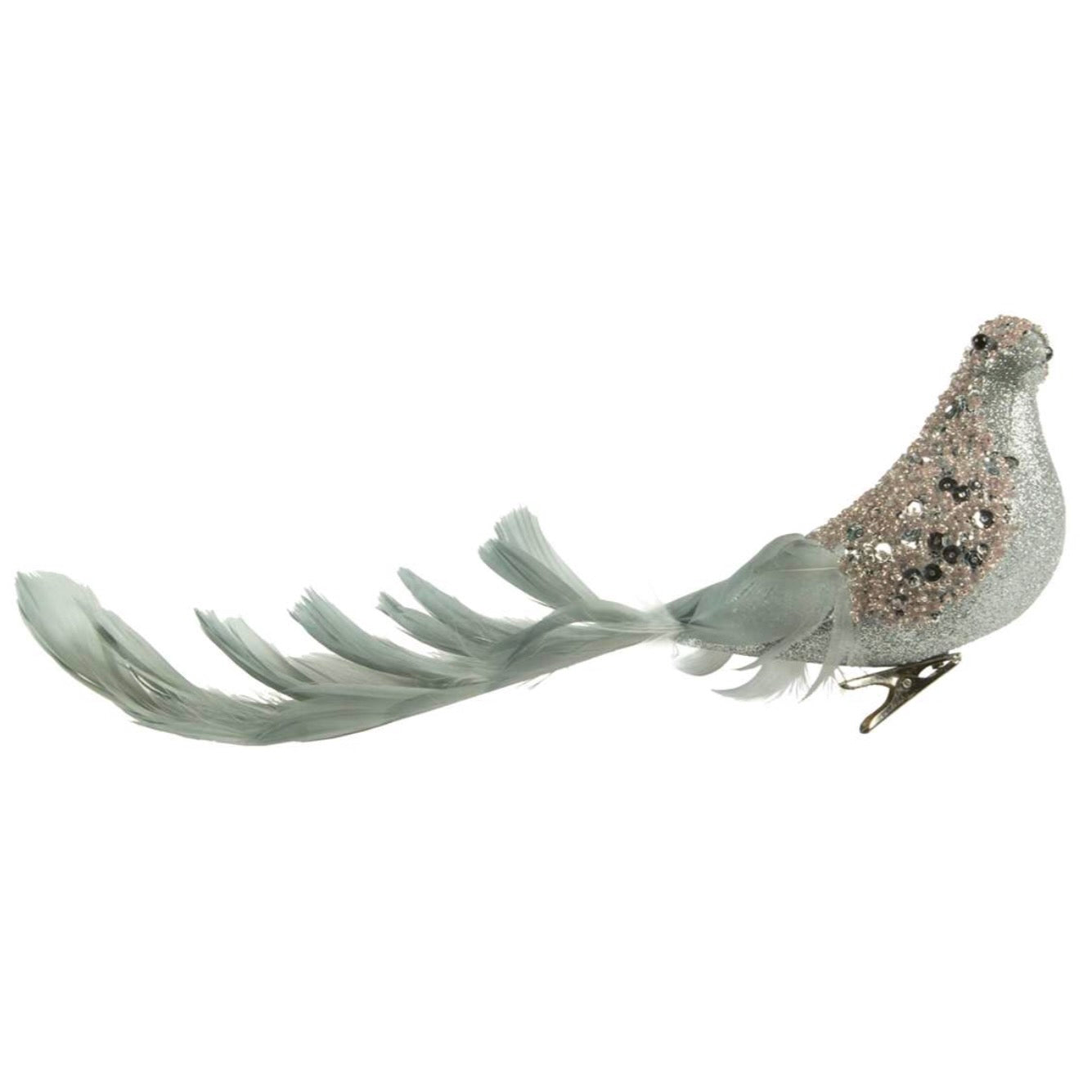 Silver Bird with Grey Feather Tail