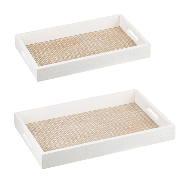 White Wash Nesting Tray - Set of 2