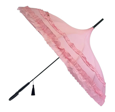 Classic Frilled Pagoda Umbrella - Pink