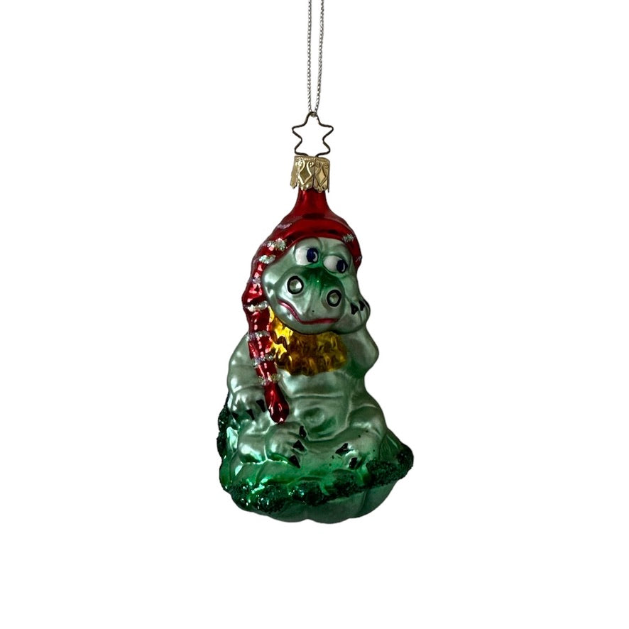 Old World Christmas Dragon in Hat  Glass Ornament | Putti Christmas Decorations 