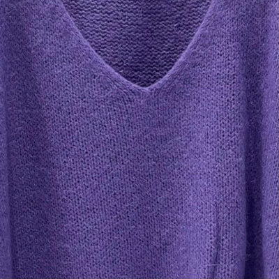 Mohair Blend V-Neck Sweater  - Violet - Putti Fine Furnishings