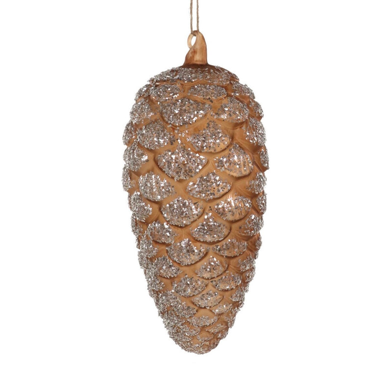 Large Forest Pinecone Glass Ornament - Dark Brown