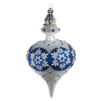 Blue and White Snowflake Finial Ornament | Putti Christmas Decorations