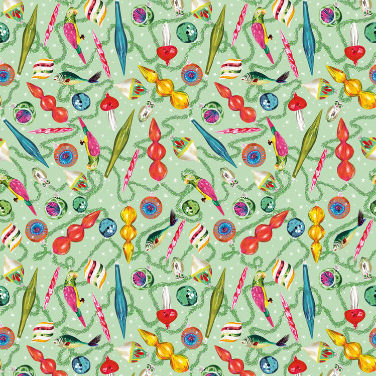 Retro Ornaments Christmas Wrapping Paper Roll