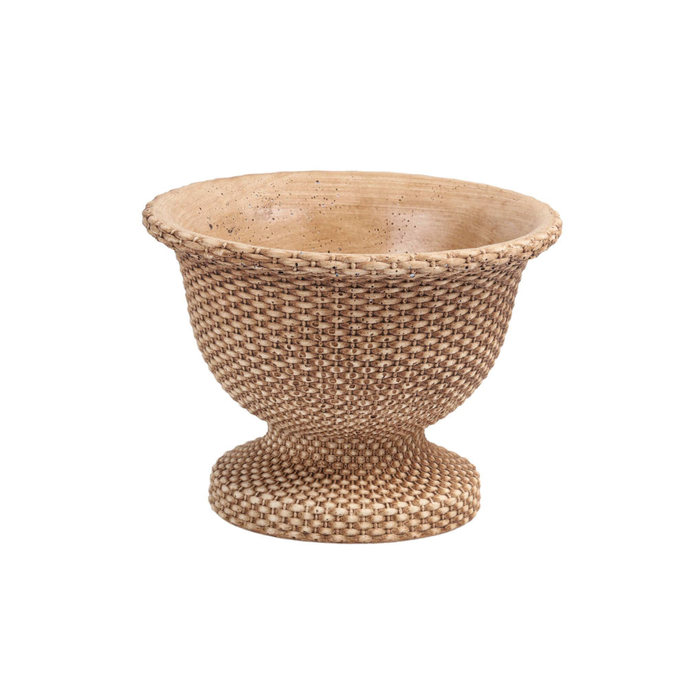 Basketweave Cement Low Urn | Putti Fine Furnishings 