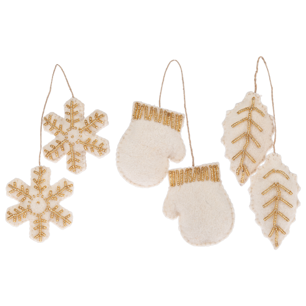 Beaded Holiday Icon Felt Ornaments