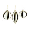 Black and White Stripe Glass Christmas Ornament  | Putti Christmas
