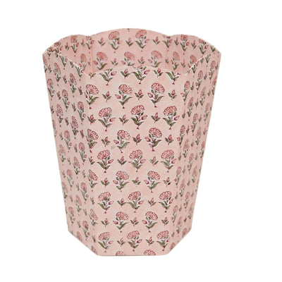 Block Printed Waste Paper Basket - Ditsy Floral Blush | Putti Fine Furnishings