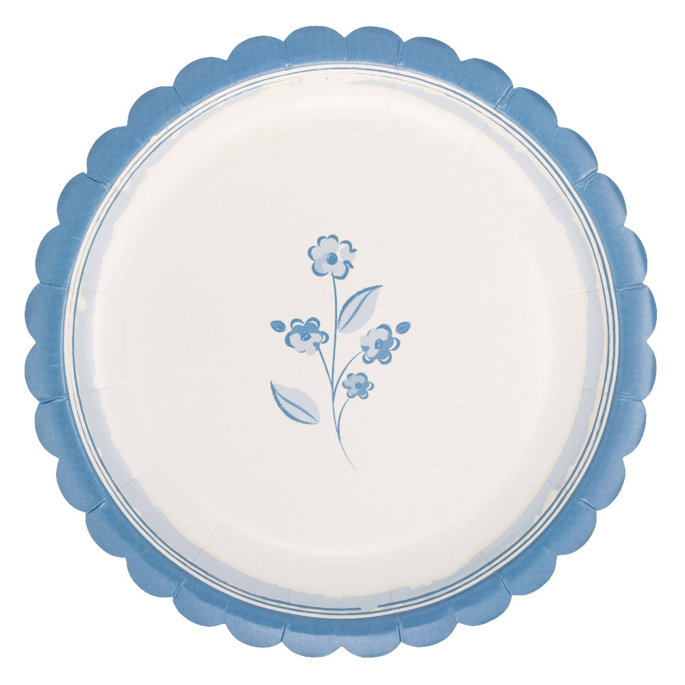 Blue & White Flower Paper Plate | Putti Party Supplies 