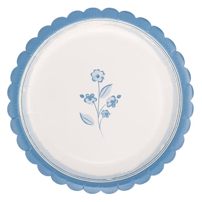 Blue & White Flower Paper Plate | Putti Party Supplies