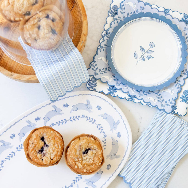 Blue & White Flower Paper Plate | Putti Party Supplies 