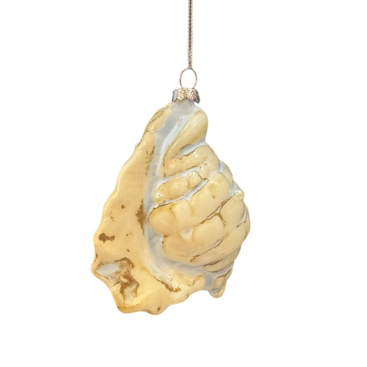 Blue and Cream Glass Conch Shell with Pearls  | Putti Christmas Canada 