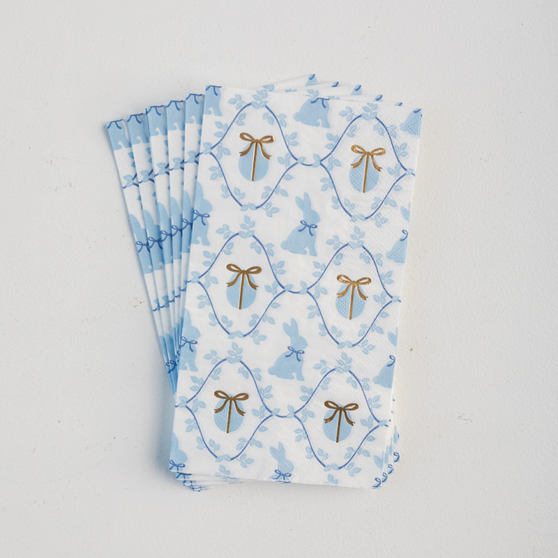 Bonjour Fête Blue Grand Millenial Easter Napkins - Guest | Putti Party Supplies 