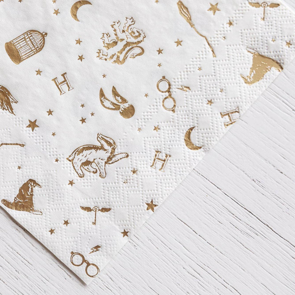 Bonjour Fête Harry Potter Gold House Pride Paper Napkins | Putti Party Supplies