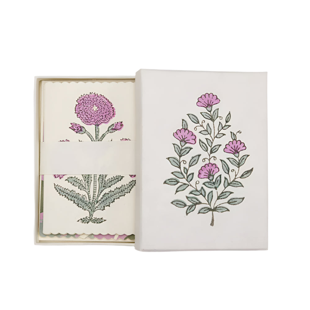 Boxed Artisan Notecard Set - Malika Lilac | Putti Fine Furnishings 