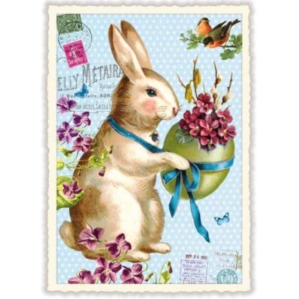 Bunny with Flowers Easter Postcard | Putti Easter Celebrations 