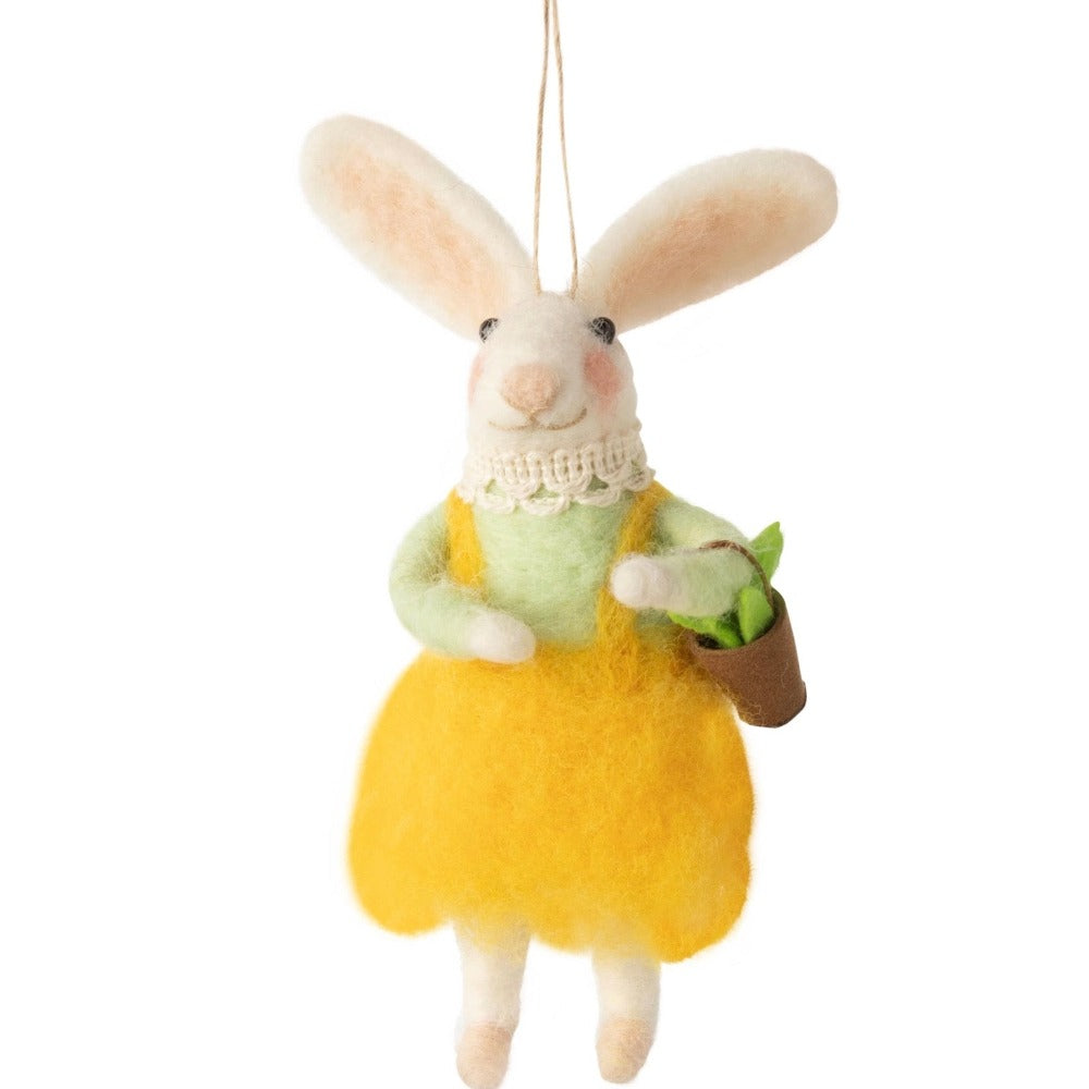 Bunny with Yellow Skirt Felt Ornament  | Putti Canada 