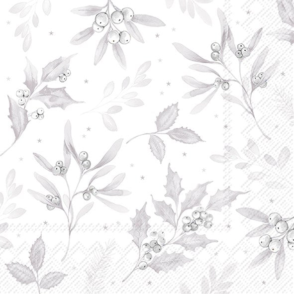 Branches of Harmony White Silver Paper Cocktail Napkin