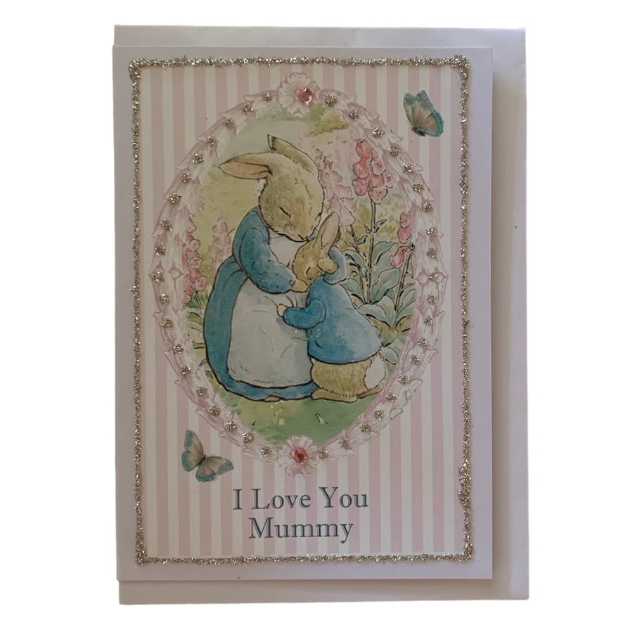 "I Love You Mummy" Bunny Mother's Day Card with Glitter