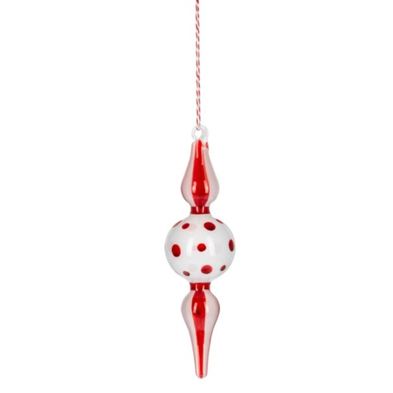 Peppermint Polka Dot Glass Finial Ornaments