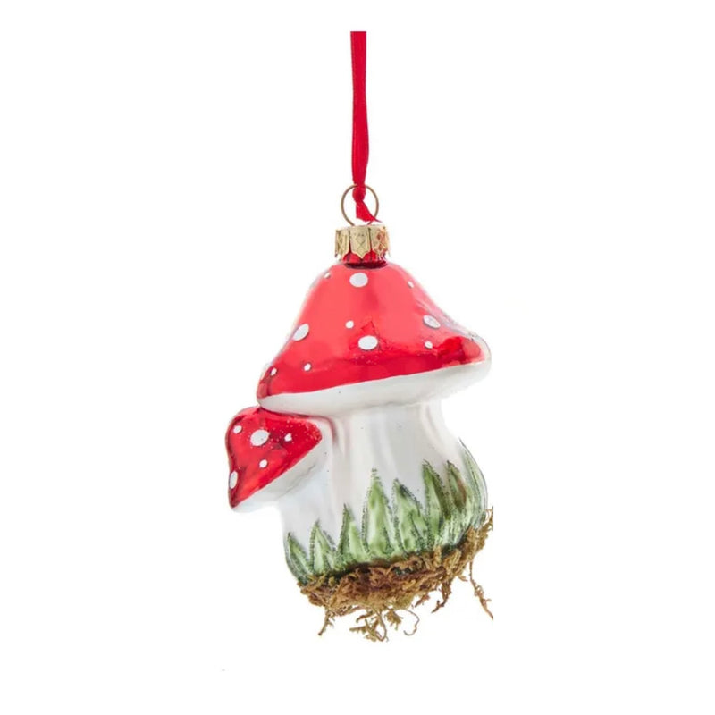 Kurt Adler Double Toadstool with Moss Glass Ornament