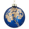 Antique Blue & Gold Flowers Glass Ball Ornament | Putti Christmas Decorations