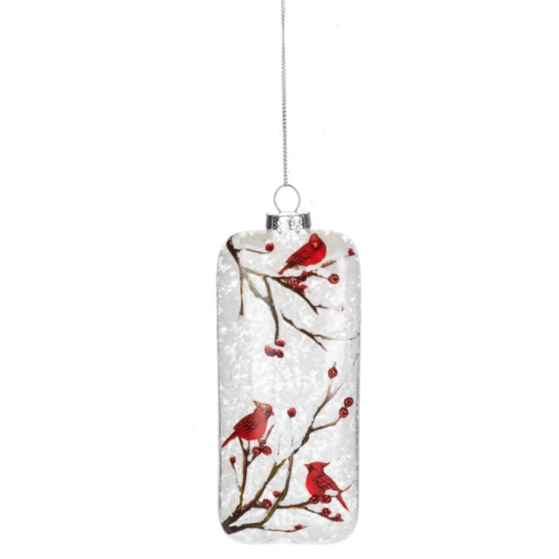 Cardinal Rectangular Glass Ornament | Putti Christmas Decorations 