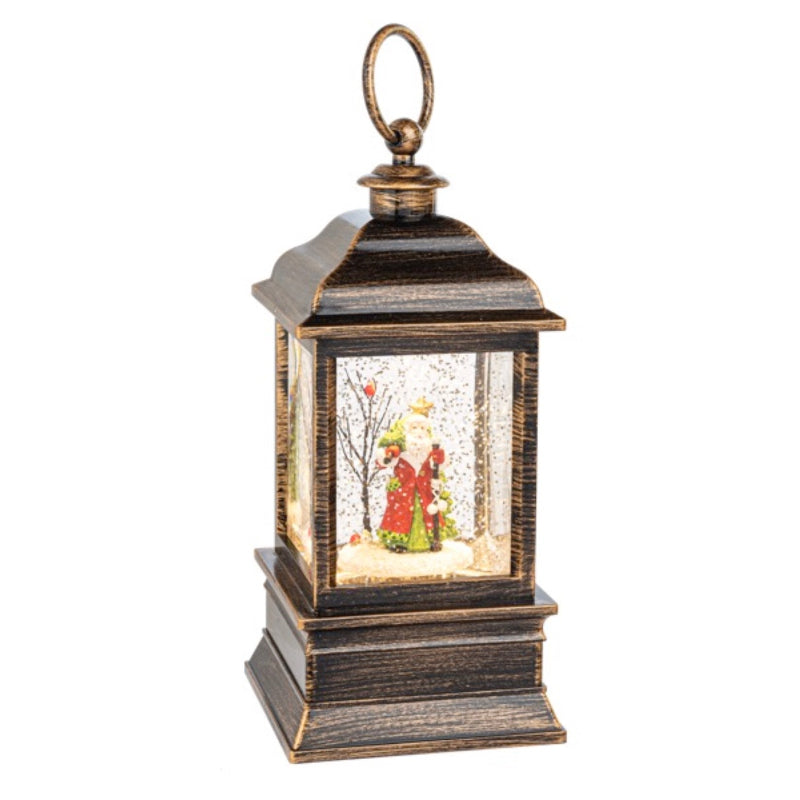 Santa with Tree Perpetual Snow Lantern | Putti Christmas Decorations 