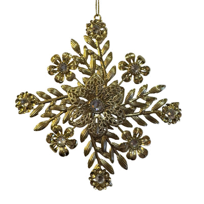 Gold Metal with Jewels Snowflake Ornament