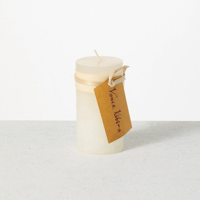 Vance Kitra Timber Pillar Candle  2" x 4" - Melon White  | Putti Fine Furnishings 