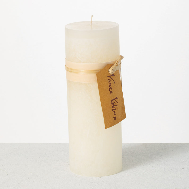 Vance Kitra Timber Pillar Candle  3" x 9" - Melon White