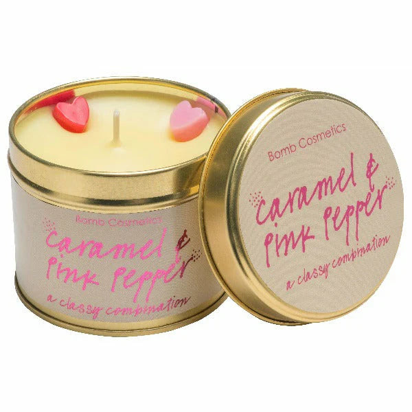 Bomb Cosmetics UK "Caramel & Pink Pepper" Tinned Candle | Le Petite Putti 