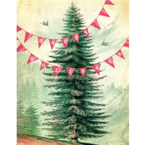 "Happy Holidays" Banner Fir Greeting Card | Putti Fine Furnishings 