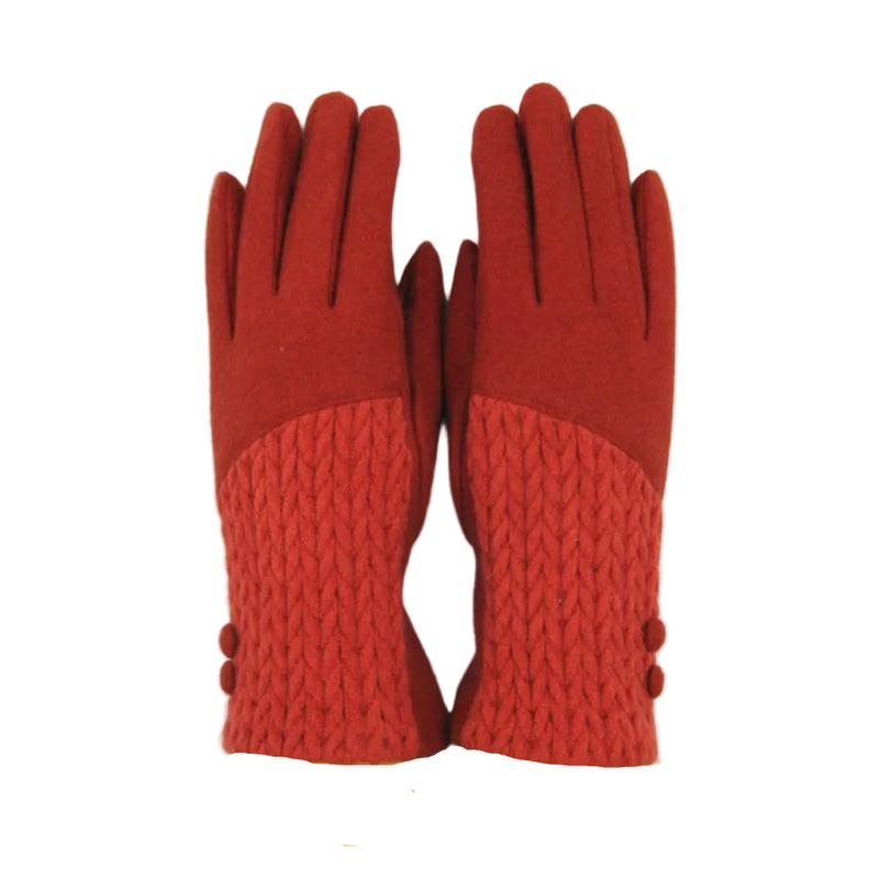 Cashmere Blend Buttoned Gloves - Rust | Putti Fine Fashions 