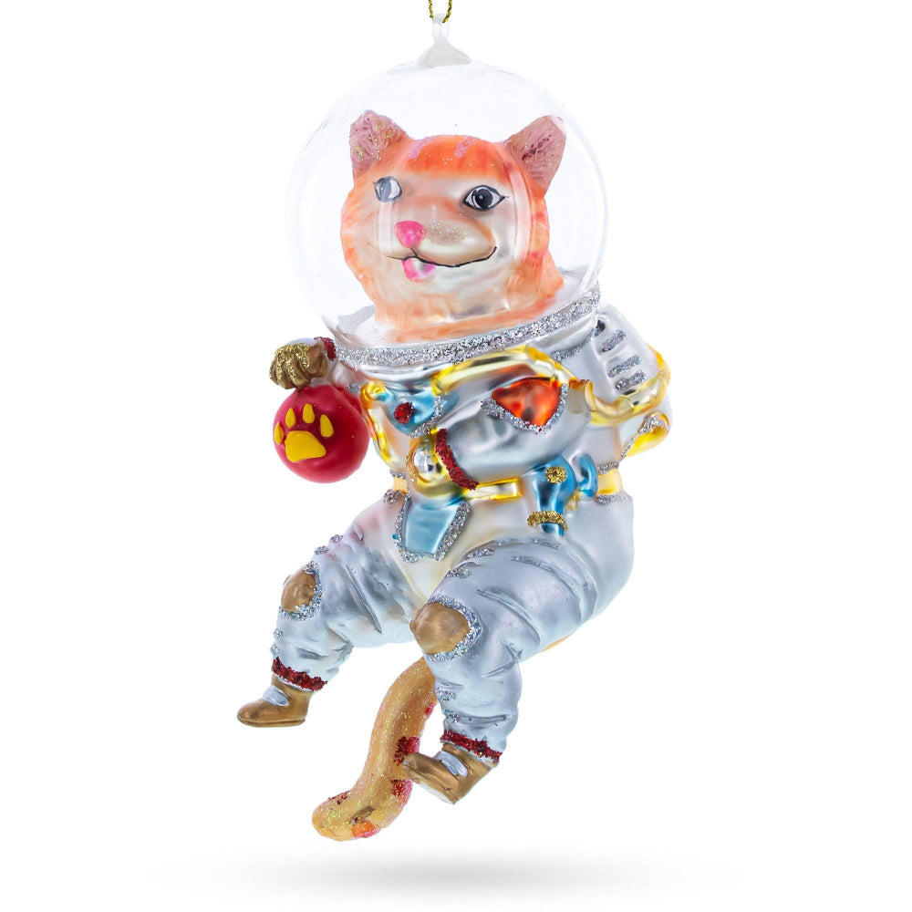 Cat the Astronaut Glass Ornament | Putti Christmas Decorations 
