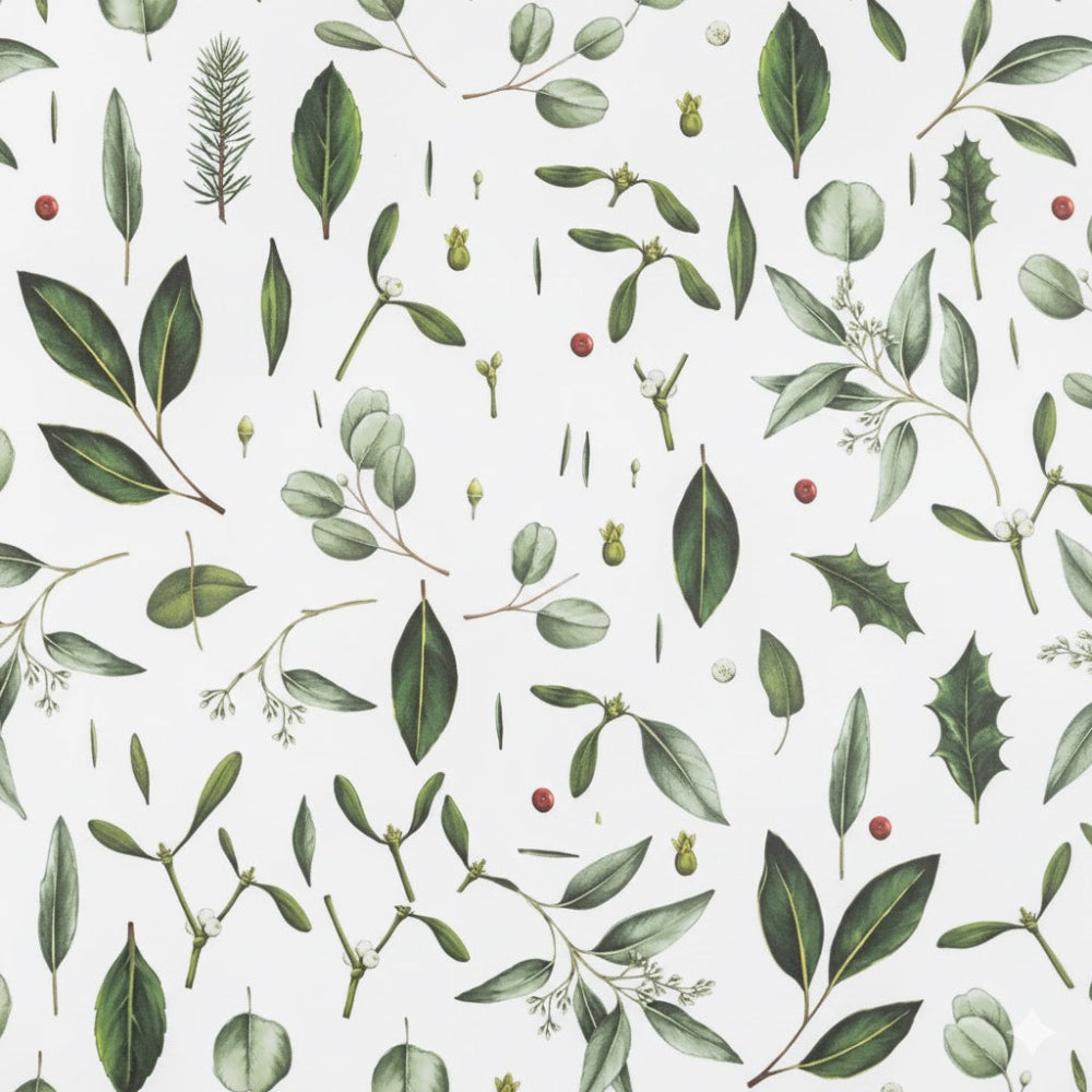 Catherine Lewis Design "Greenery White" Christmas Gift Wrap | Putti Christmas 